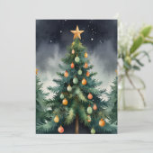 Elegant Waterverf kerstboom Feestdagenkaart (Staand voorkant)