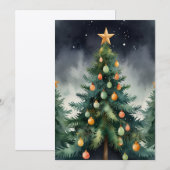 Elegant Waterverf kerstboom Feestdagenkaart (Voorkant / Achterkant)