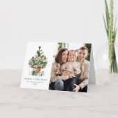 Elegant Waterverf kerstboom Foto Feestdagen Kaart (Voorkant)