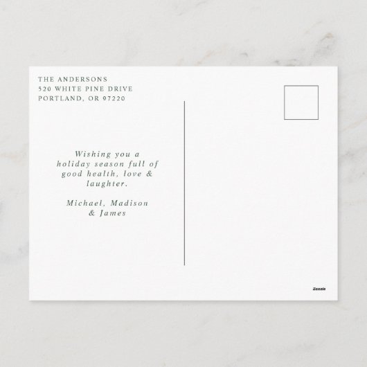 Elegant Waterverf kerstboom Foto Feestdagenkaart (Achterkant)