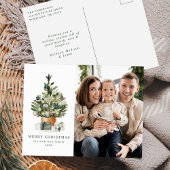 Elegant Waterverf kerstboom Foto Feestdagenkaart