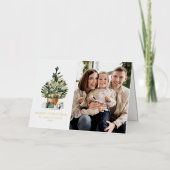 Elegant Waterverf kerstboom Foto Folie Feestdagenkaart (Voorkant)