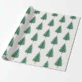 Elegant Waterverf Kerstboom Inpakpapier (Uitgerold)