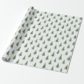Elegant Waterverf Kerstboom Inpakpapier (Uitgerold)