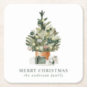 Elegant Waterverf kerstboom Kartonnen Onderzetters (Voorkant)