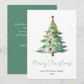 Elegant Waterverf kerstboom, niet-foto Feestdagenkaart (Voorkant / Achterkant)