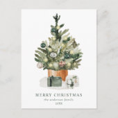 Elegant Waterverf kerstboom, niet-foto Feestdagenkaart (Voorkant)