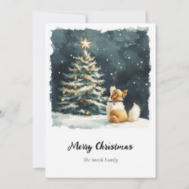 Elegant Waterverf kerstboom, niet-foto Feestdagenkaart
