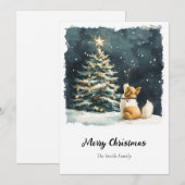 Elegant Waterverf kerstboom, niet-foto Feestdagenkaart (Voorkant / Achterkant)