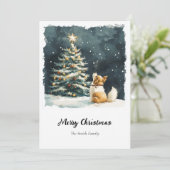 Elegant Waterverf kerstboom, niet-foto Feestdagenkaart (Staand voorkant)