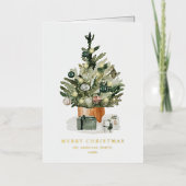 Elegant Waterverf kerstboom, niet-foto Folie Feestdagenkaart (Voorkant)