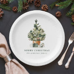 Elegant Waterverf kerstboom Papieren Bordje<br><div class="desc">Elegante vakantiepapieren borden met een feestelijke waterverf kerstboom versierd met glazen ornamenten en omgeven door omwikkelde cadeaus. Personaliseer de waterverf kerstboom borden met een aangepaste begroeting,  uw familienaam,  of andere aangepaste tekst. De gepersonaliseerde vakantie papier borden zijn perfect om te gebruiken voor feestdagen,  kerstdiners,  verjaardagsfeestjes,  baby showers,  en meer!</div>