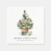 Elegant Waterverf kerstboom Servet (Voorkant)