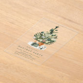 Elegant Waterverf kerstboomfeest Acryl Uitnodigingen (Laagn)