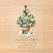 Elegant Waterverf kerstboomfeest Acryl Uitnodigingen (Voorkant)