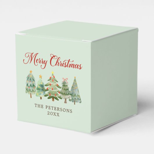 Elegant Waterverf kerstboomfeest Bedankdoosjes (Voorkant Zijde)