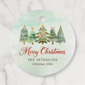 Elegant Waterverf kerstboomfeest Bedankjes Labels (Achterkant)