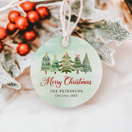 Elegant Waterverf kerstboomfeest Bedankjes Labels