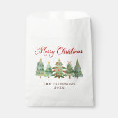 Elegant Waterverf kerstboomfeest Bedankzakje (Voorkant)