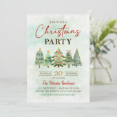 Elegant Waterverf kerstboomfeest Kaart (Staand voorkant)