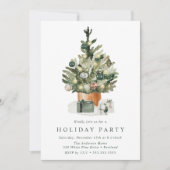 Elegant Waterverf kerstboomfeest Kaart (Voorkant)