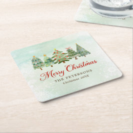 Elegant Waterverf kerstboomfeest Kartonnen Onderzetters