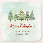 Elegant Waterverf kerstboomfeest Kartonnen Onderzetters (Voorkant)