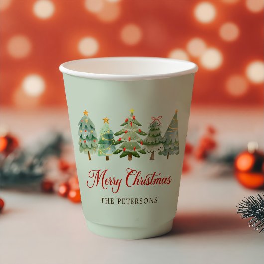 Elegant Waterverf kerstboomfeest Papieren Bekers