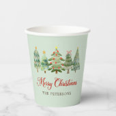 Elegant Waterverf kerstboomfeest Papieren Bekers (Voorkant)