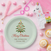 Elegant Waterverf kerstboomfeest Papieren Bordje (Feest)