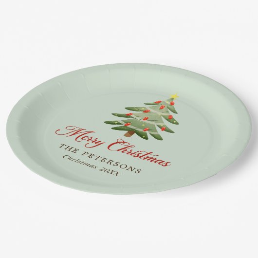 Elegant Waterverf kerstboomfeest Papieren Bordje (Gekanteld)