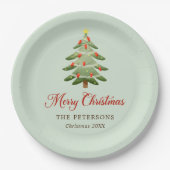 Elegant Waterverf kerstboomfeest Papieren Bordje (Voorkant)