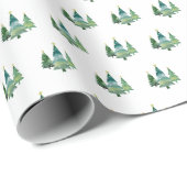 Elegant Waterverf kerstboompatroon Cadeaupapier (Rol Hoek)