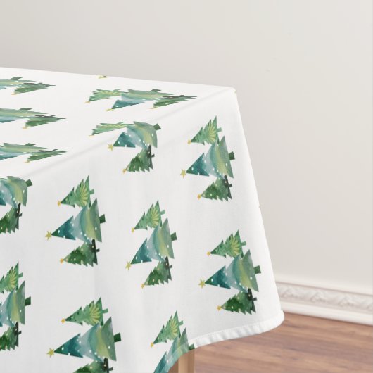 Elegant Waterverf kerstboompatroon Tafelkleed (Voorbeeld)