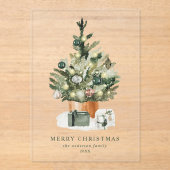 Elegant Waterverf kerstboomvakantie Acryl Uitnodigingen (Voorkant)