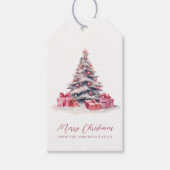 Elegant Waterverf kerstboomvakantie Cadeaulabel (Voorkant)