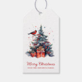 Elegant Waterverf kerstboomvakantie Cadeaulabel (Voorkant)