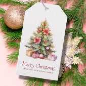 Elegant Waterverf kerstboomvakantie Cadeaulabel