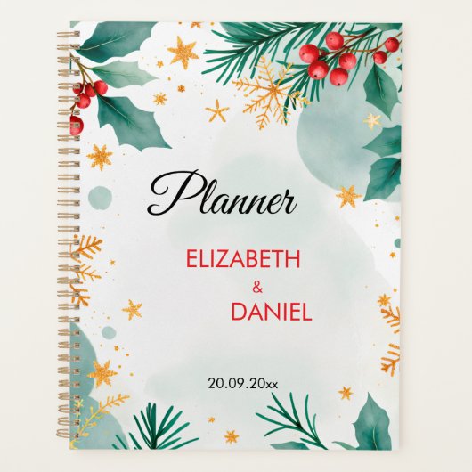 Elegant Waterverf kerstbruiloft Planner (Voorkant)