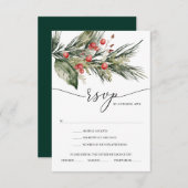 Elegant Waterverf kerstbruiloft RSVP-kaart Kaart (Voorkant / Achterkant)