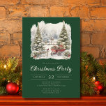 Elegant  Waterverf kerstfeest Kaart<br><div class="desc">waterverf kerstfeestuitnodiging die kan worden gepersonaliseerd onder het hoofdontwerp. De uitnodiging is in een luxe donkergroen.</div>