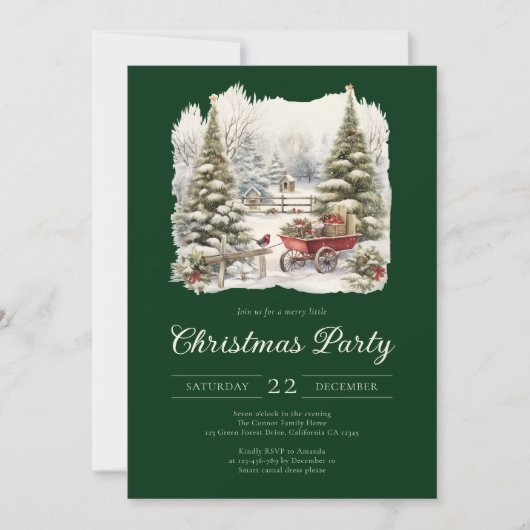 Elegant  Waterverf kerstfeest Kaart (Voorkant)