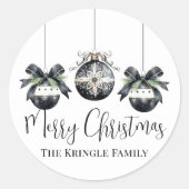 Elegant Waterverf kerstfeest Ronde Sticker (Voorkant)