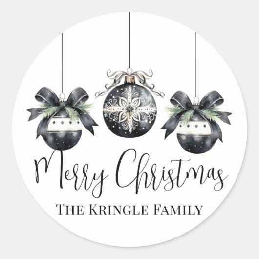 Elegant Waterverf kerstfeest Ronde Sticker (Voorkant)