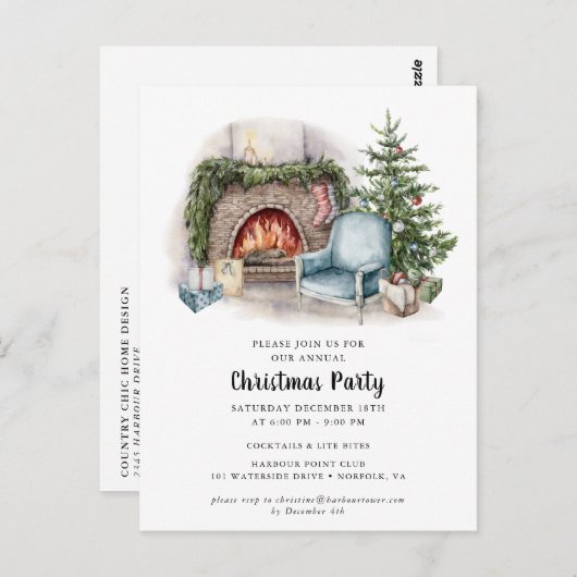 Elegant Waterverf kerstfeest uitnodigingspunten Briefkaart (Voorkant / Achterkant)