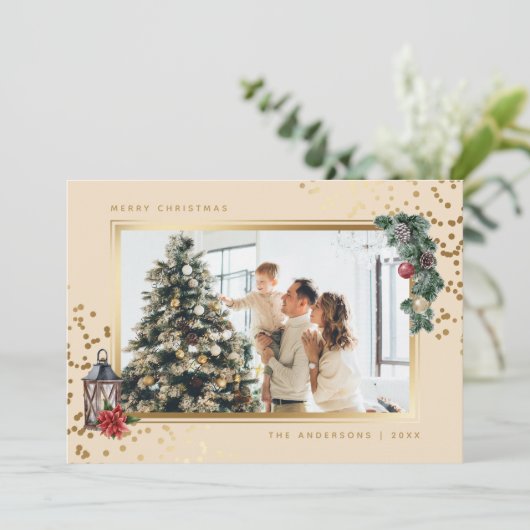 Elegant Waterverf - kerstkaarten voor foto's Feestdagenkaart (Staand voorkant)