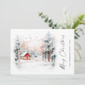 Elegant Waterverf kerstlandschap Feestdagenkaart (Staand voorkant)