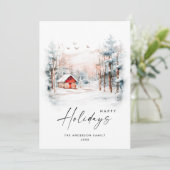 Elegant Waterverf kerstlandschap Feestdagenkaart (Staand voorkant)