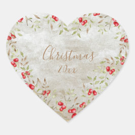 Elegant Waterverf Kerstmis Aangepast Jaar Hart Sticker