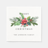 Elegant Waterverf Kerstmis Aangepast Servet (Voorkant)